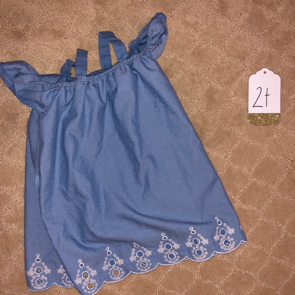 2t Light blue with white trim dress